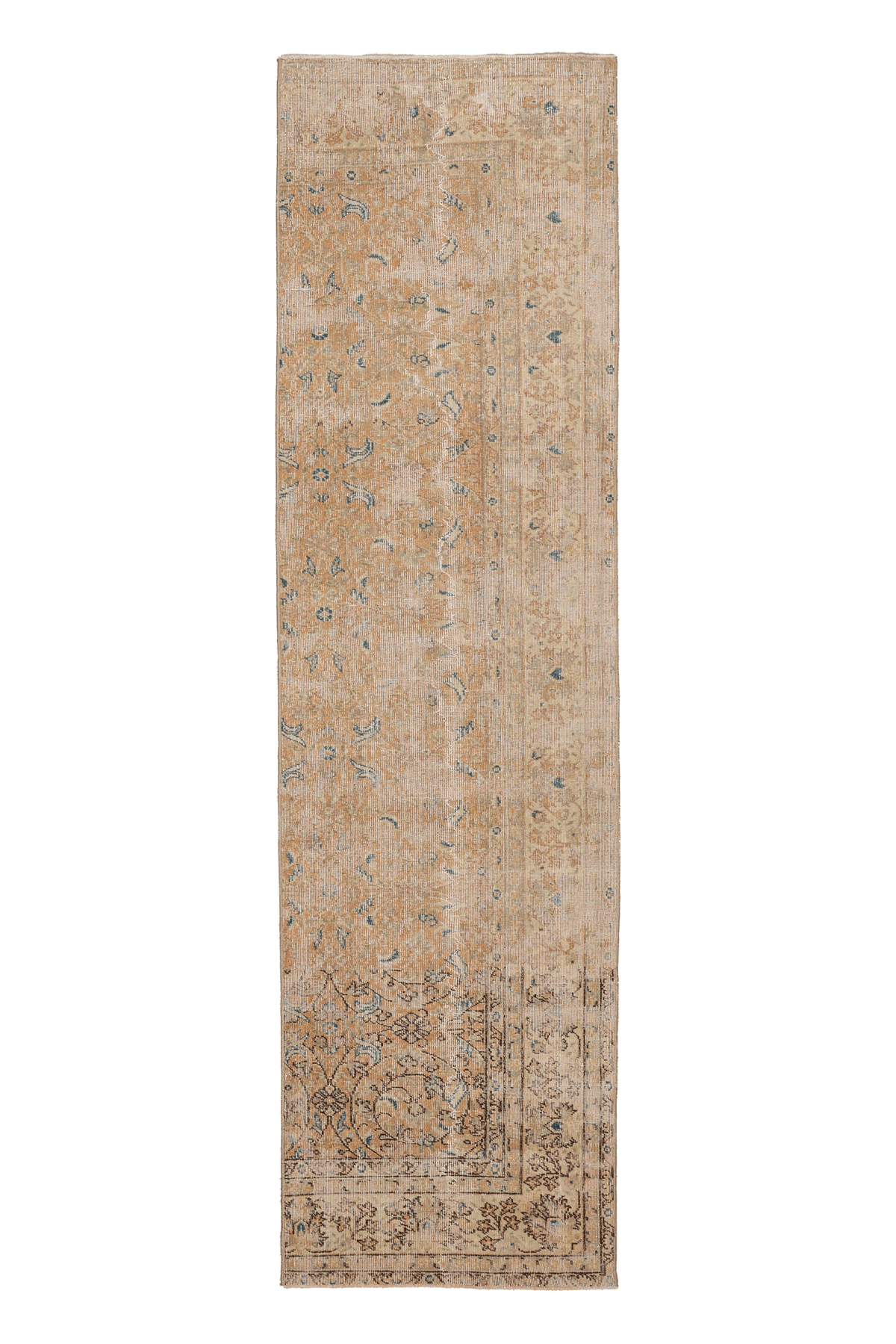 Vintage Isparta Turkish Runner Rug 2x9 ft — Orange Floral