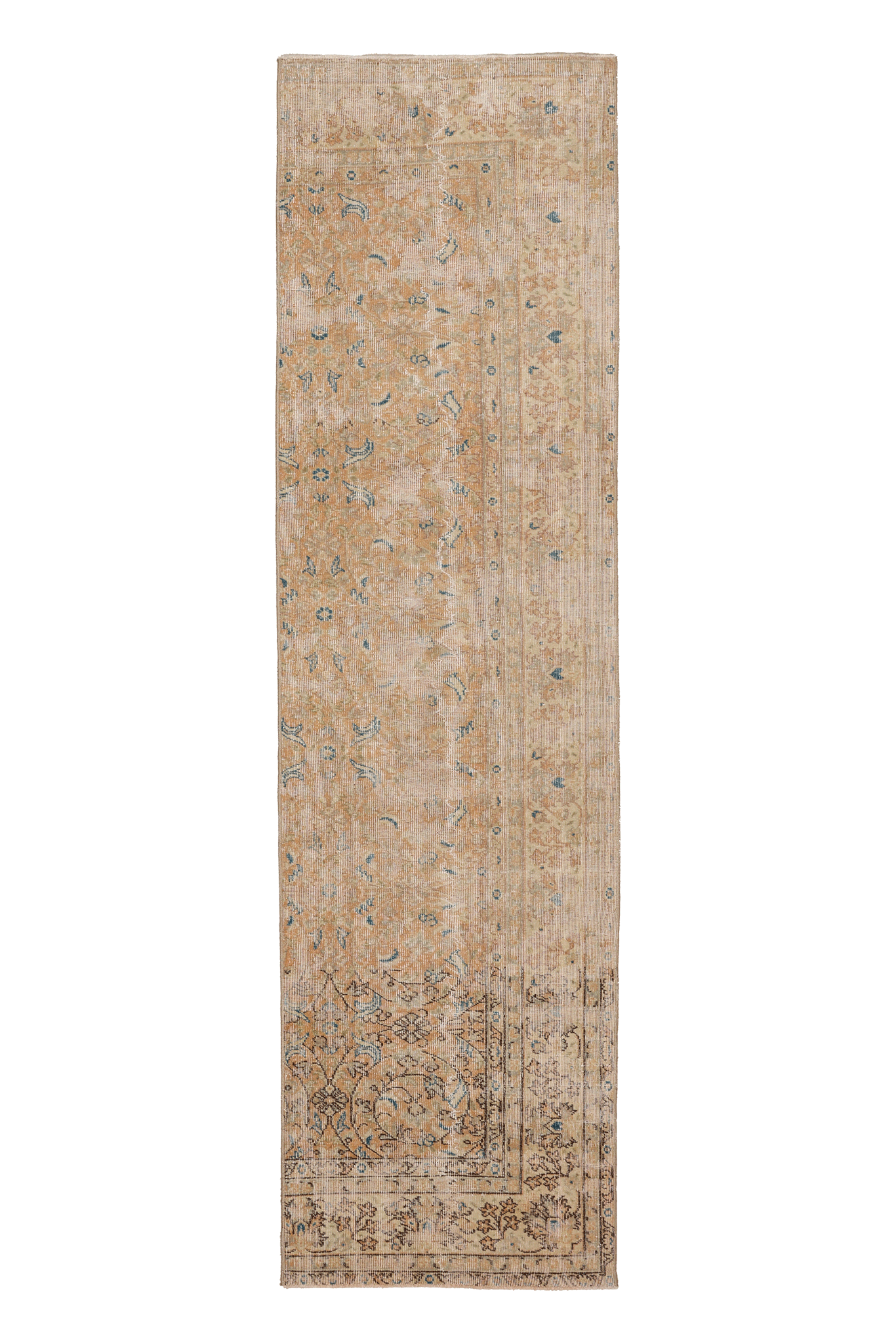 Vintage Isparta Turkish Runner Rug 2x9 ft — Orange Floral