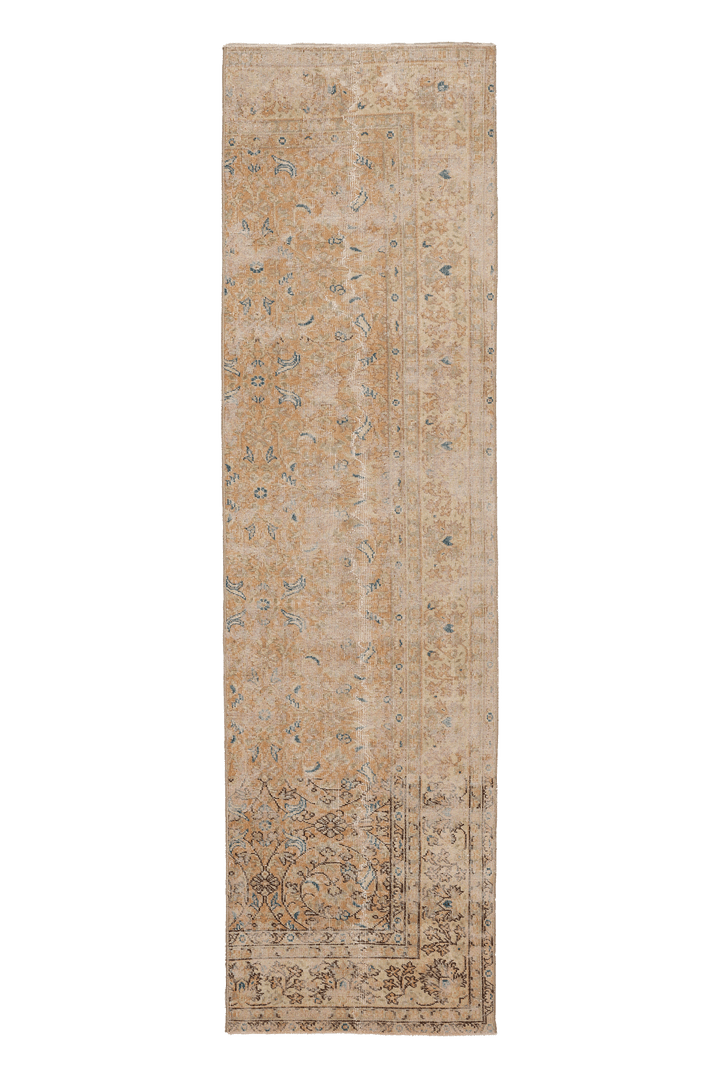 Vintage Isparta Turkish Runner Rug 2x9 ft — Orange Floral