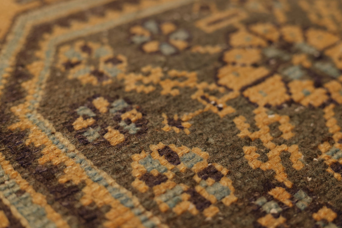 Vintage Konya Turkish Runner Rug 2x9 ft — Orange Geometric
