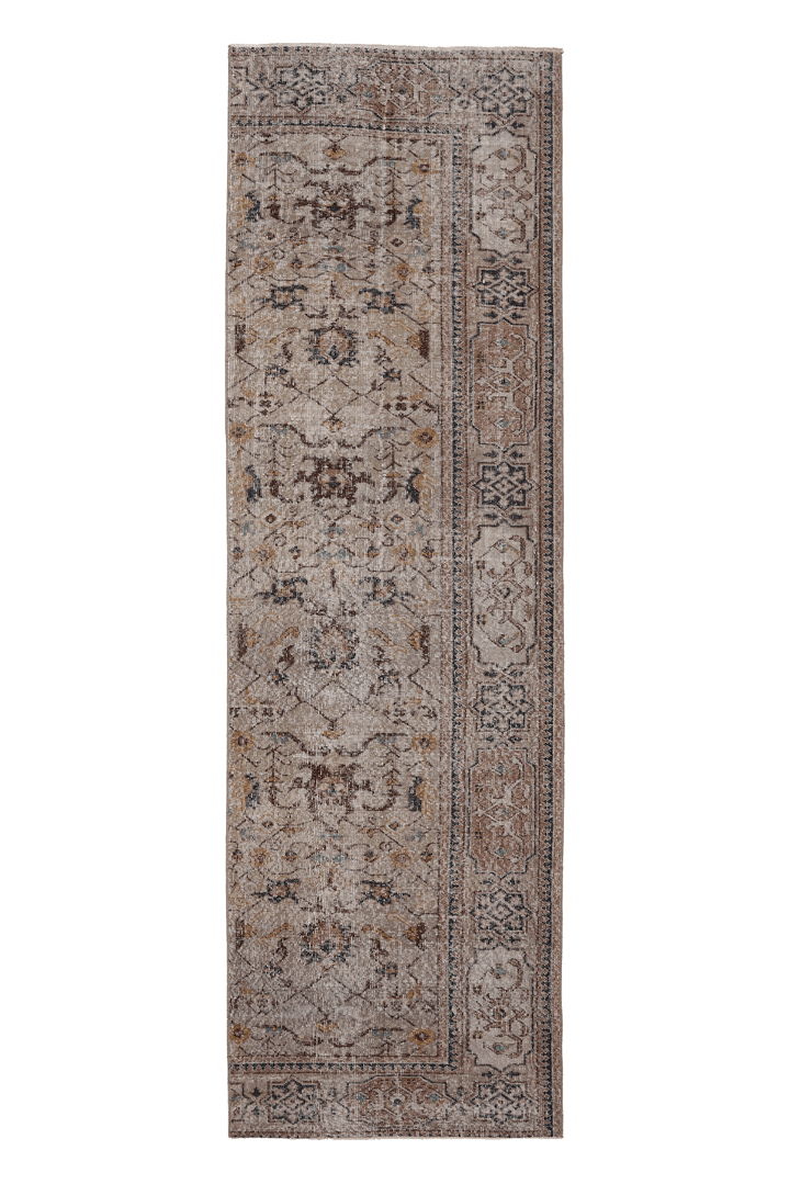 Vintage Isparta Turkish Runner Rug 3x10 ft — Gray Floral