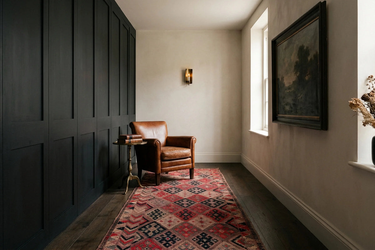 Persian Style Runner Rug in a styled room