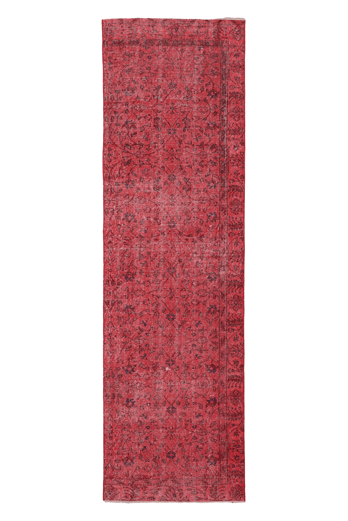 Vintage Isparta Turkish Runner Rug 2x9 ft — Red Overdyed