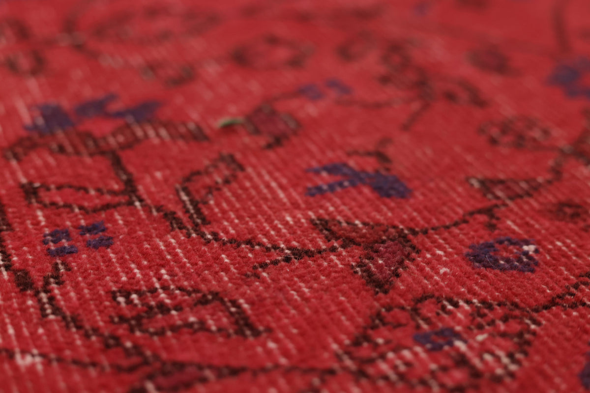 Vintage Isparta Turkish Runner Rug 2x9 ft — Red Overdyed