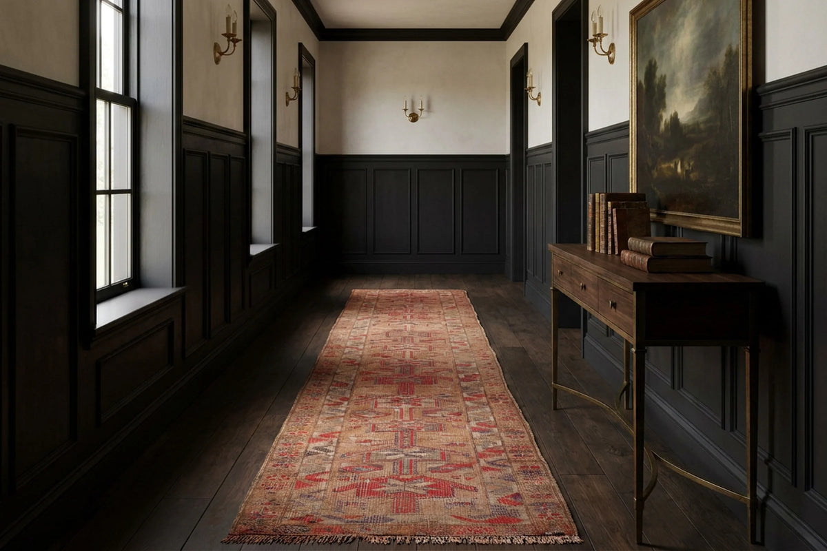 Persian Style Runner Rug in a styled room