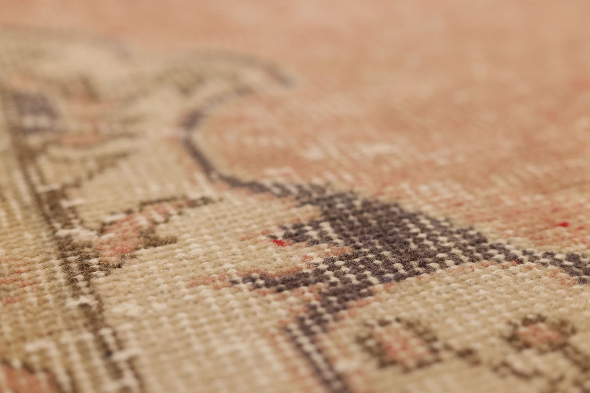 Vintage Isparta Turkish Runner Rug 3x11 ft — Beige & Brown Floral