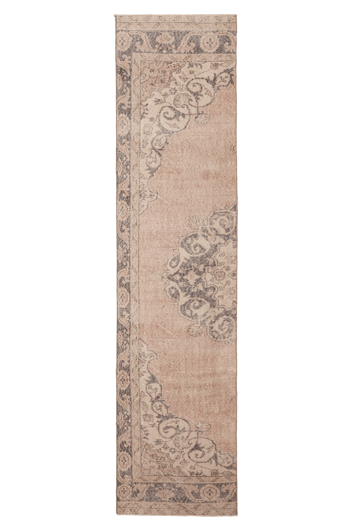 Vintage Isparta Turkish Runner Rug 3x11 ft — Beige & Brown Floral
