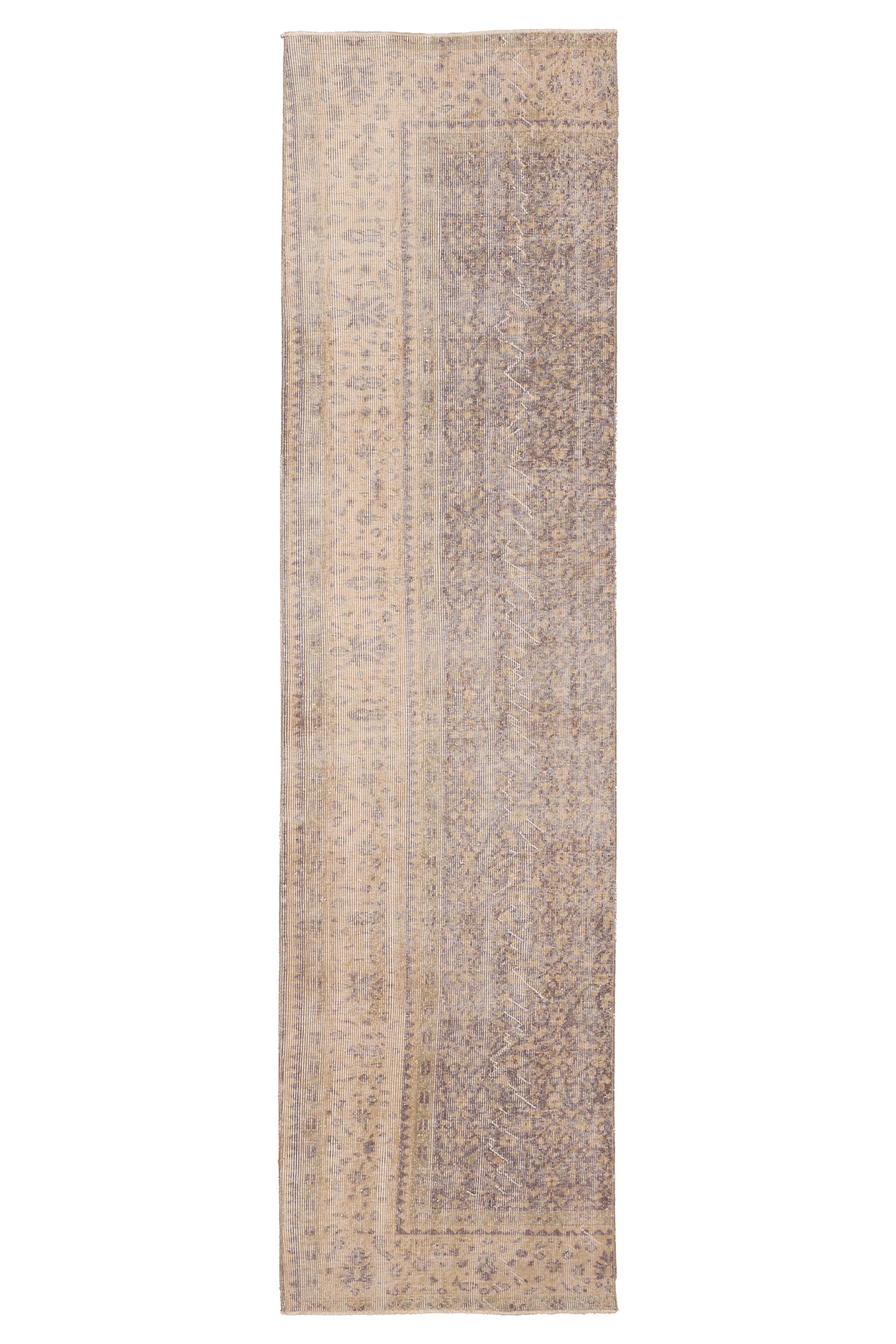 Vintage Isparta Turkish Runner Rug 2x9 ft — Beige & Gray Distressed