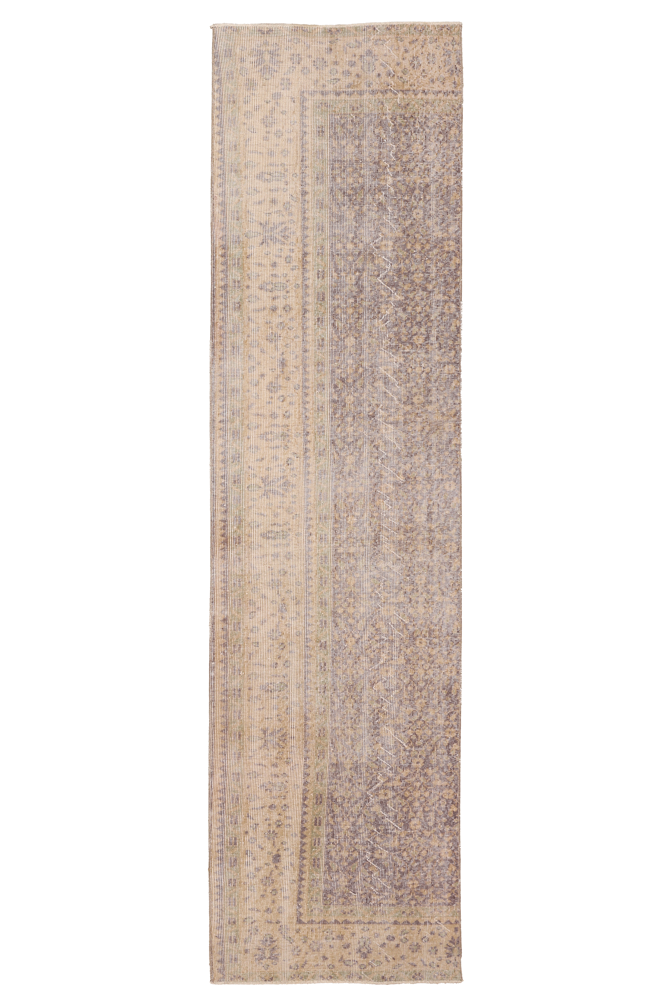 Vintage Isparta Turkish Runner Rug 2x9 ft — Beige & Gray Distressed