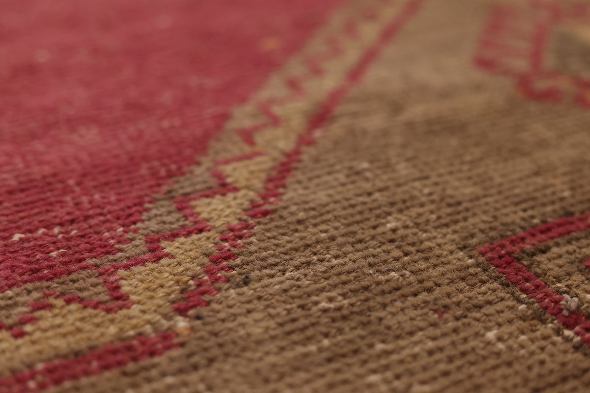 Vintage Malatya Turkish Runner Rug 3x8 ft — Red & Brown Geometric (No. 21388)