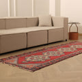 Vintage Niğde Turkish Runner Rug 3x9 ft — Red & Beige maximalist