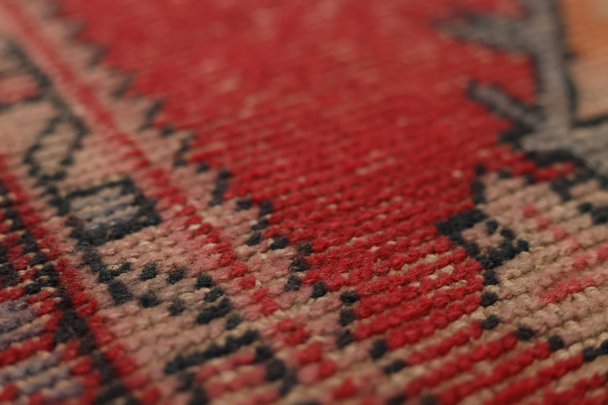 Vintage Niğde Turkish Runner Rug 3x9 ft — Red & Beige maximalist
