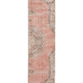 Vintage Isparta Turkish Runner Rug 2x11 ft — Pink & Beige Floral