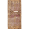 Vintage Malatya Turkish Runner Rug 3x9 ft — Brown & Pink Geometric