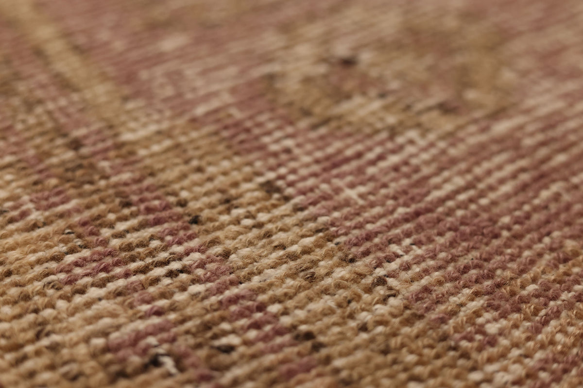 Vintage Malatya Turkish Runner Rug 3x9 ft — Brown & Pink Geometric