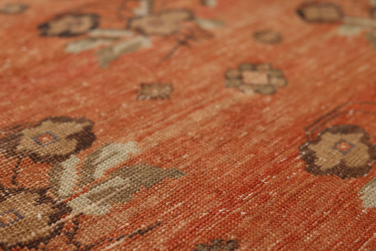 Vintage Malatya Turkish Runner Rug 3x7 ft — Orange Floral