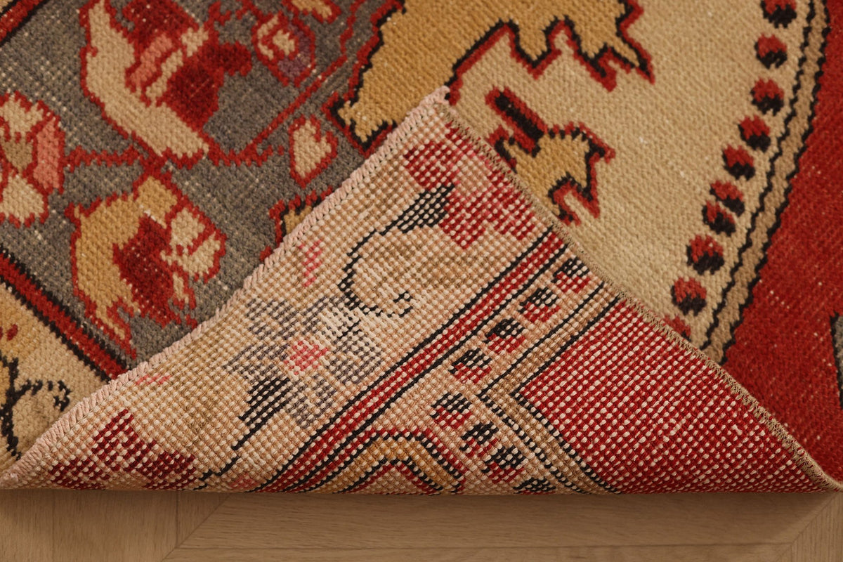 Vintage Nevşehir Turkish Runner Rug 2x8 ft — Red & Beige Floral