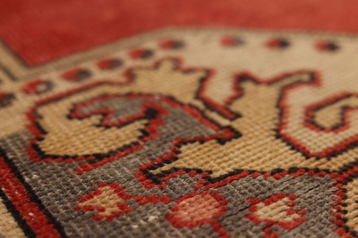 Vintage Nevşehir Turkish Runner Rug 2x8 ft — Red & Beige Floral