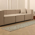 Vintage Isparta Turkish Runner Rug 2x10 ft — Blue & Brown Floral