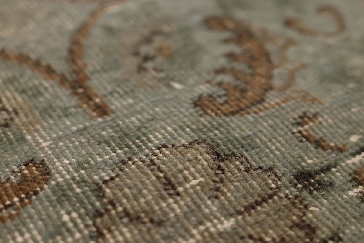 Vintage Isparta Turkish Runner Rug 2x10 ft — Blue & Brown Floral