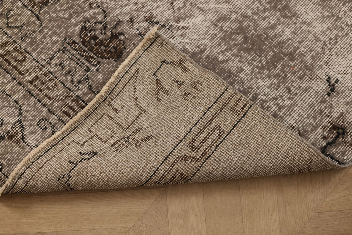 Vintage Isparta Turkish Runner Rug 2x10 ft — Gray Overdyed