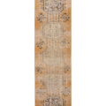 Vintage Konya Turkish Runner Rug 2x11 ft — Orange & Blue Geometric