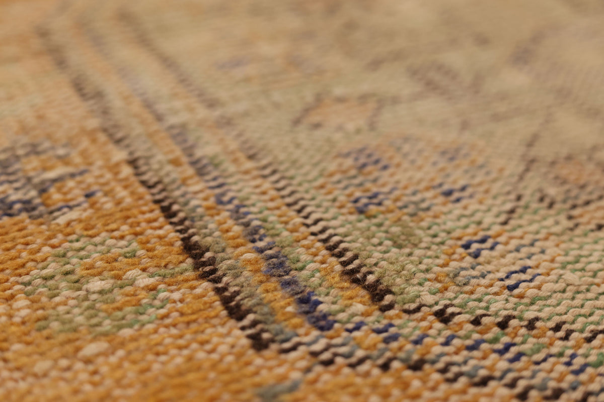 Vintage Konya Turkish Runner Rug 2x11 ft — Orange & Blue Geometric