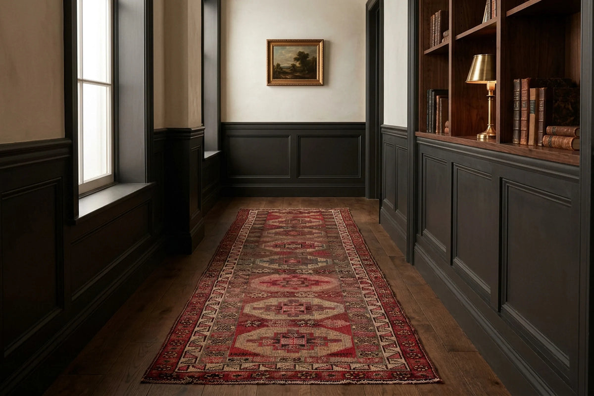 Persian Style Runner Rug in a styled room