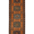 Vintage Konya Turkish Runner Rug 3x11 ft — Orange & Green Geometric
