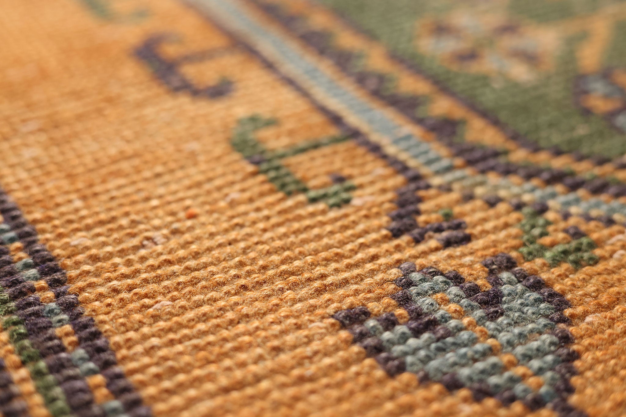 Vintage Konya Turkish Runner Rug 3x11 ft — Orange & Green Geometric