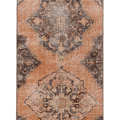 Vintage Konya Turkish Runner Rug 2x4 ft — Orange & Brown Floral