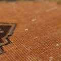 Vintage Konya Turkish Runner Rug 2x4 ft — Orange & Brown Floral