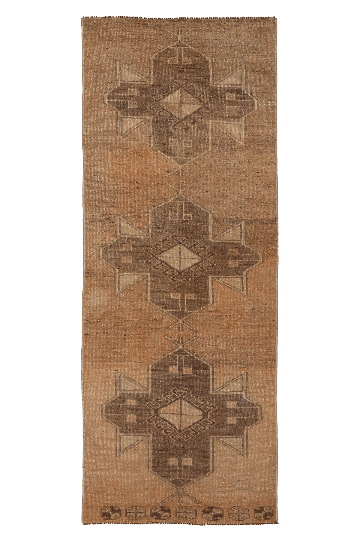 Vintage Malatya Turkish Runner Rug 2x5 ft — Brown & Beige Geometric