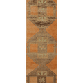 Vintage Malatya Turkish Runner Rug 3x12 ft — Orange & Brown Geometric (No. 23741)