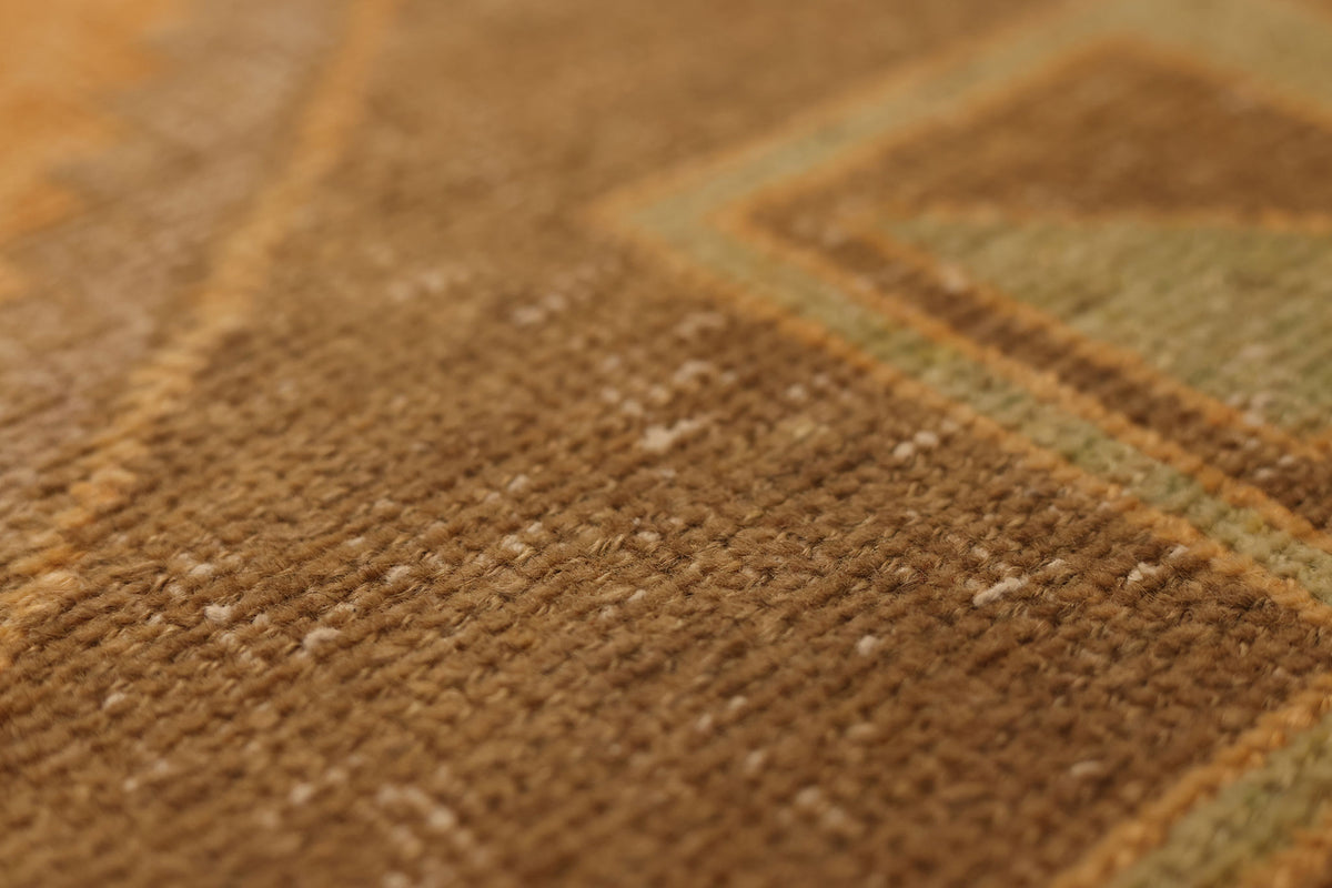 Vintage Malatya Turkish Runner Rug 3x12 ft — Orange & Brown Geometric (No. 23741)