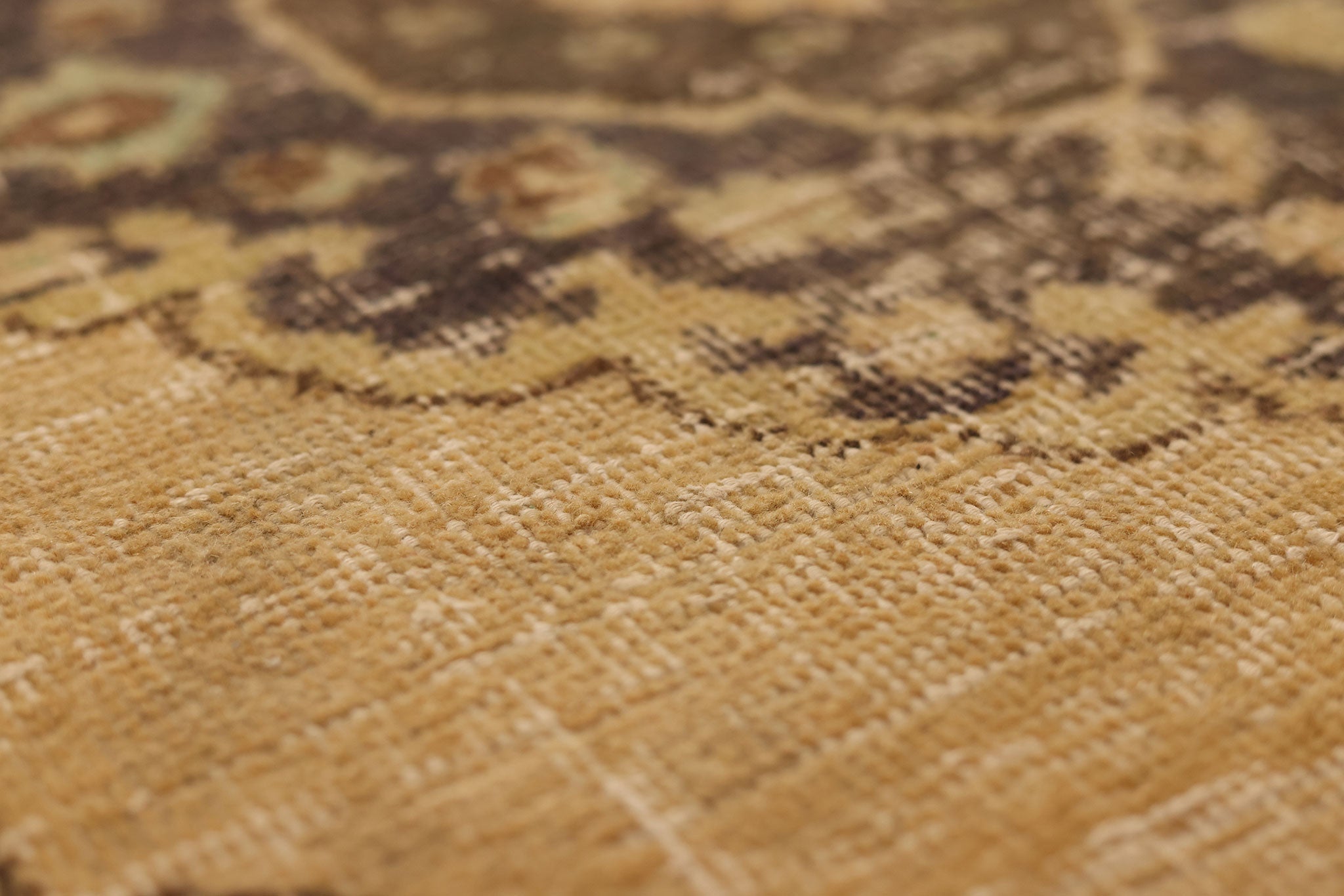 Vintage Konya Turkish Runner Rug 3x10 ft — Beige & Brown Floral