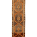 Vintage Malatya Turkish Runner Rug 3x12 ft — Brown & Orange Geometric
