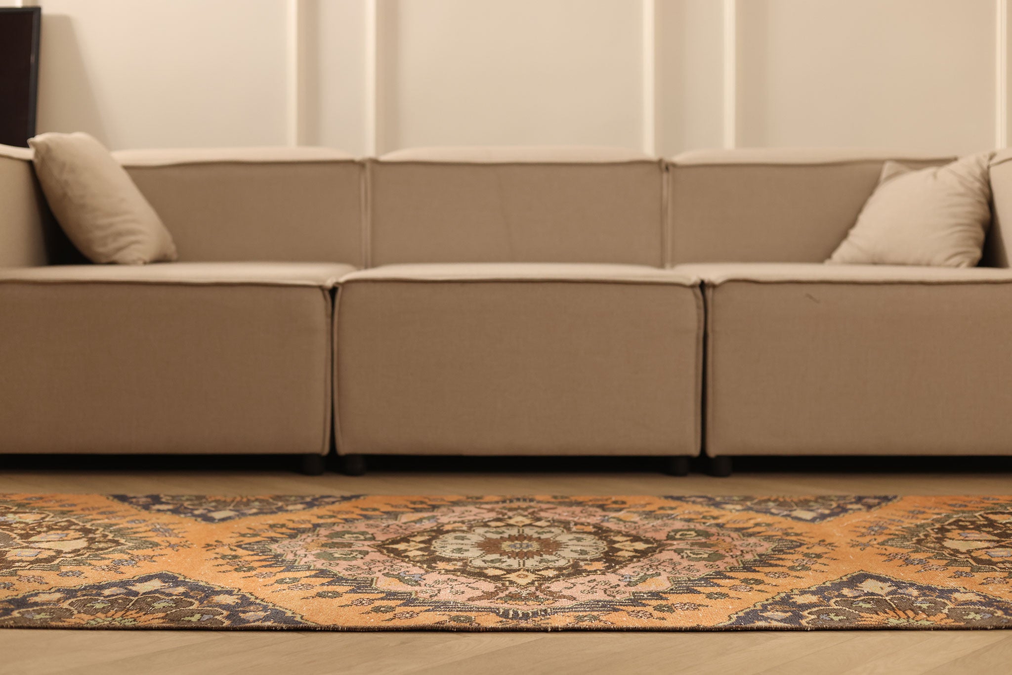 Vintage Konya Turkish Runner Rug 3x12 ft — Orange & Brown Floral (No. 23744)