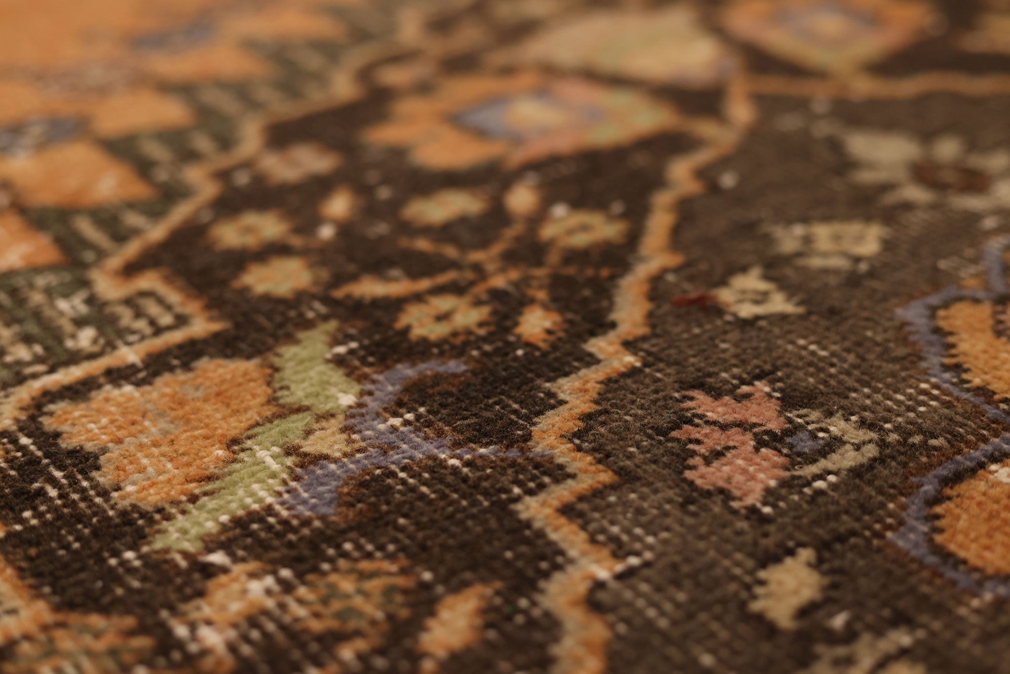 Vintage Konya Turkish Runner Rug 3x12 ft — Orange & Brown Floral (No. 23744)