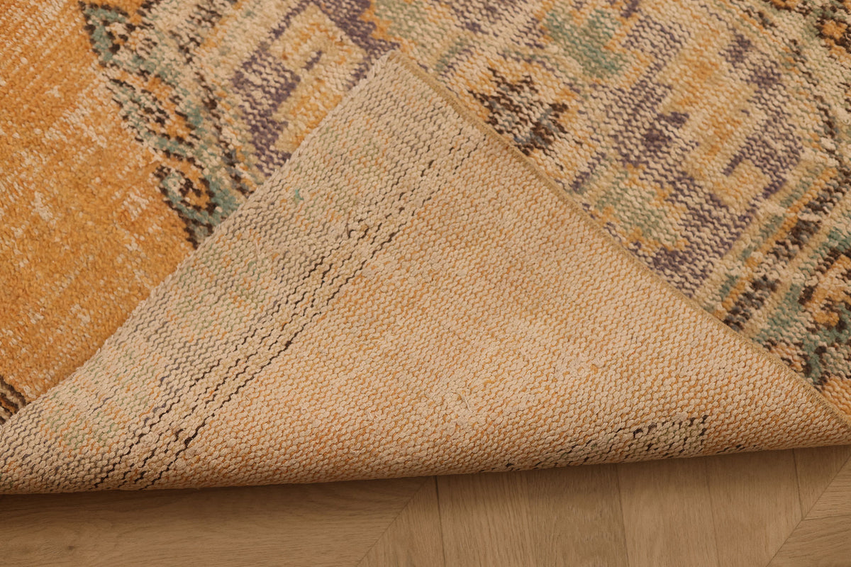Vintage Manisa Turkish Runner Rug 2x11 ft — Orange & Beige Distressed (No. 23766)