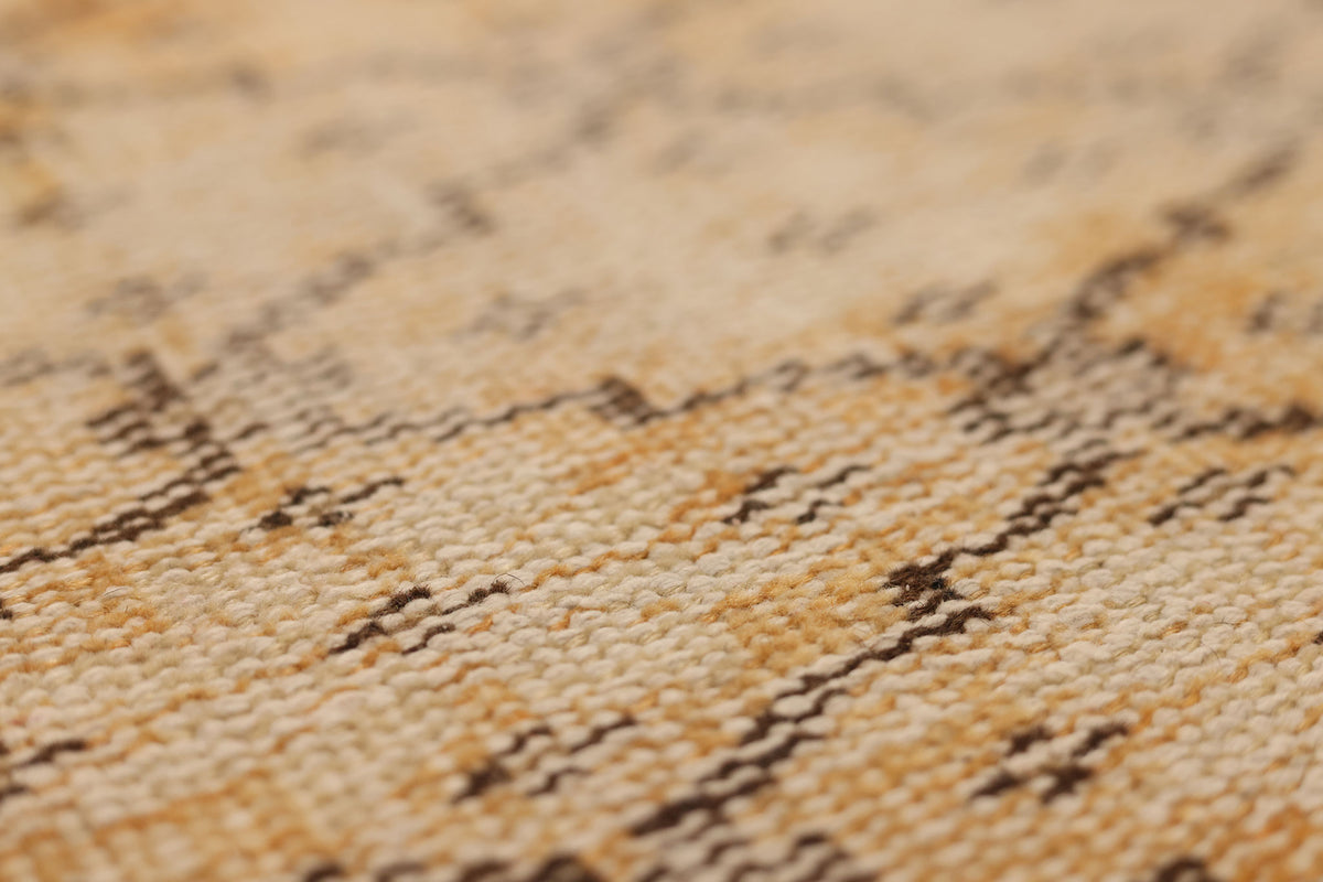 Vintage Manisa Turkish Runner Rug 2x10 ft — Beige & Orange Geometric
