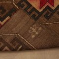 Vintage Kars Turkish Runner Rug 2x8 ft — Brown & Red Geometric
