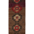 Vintage Kars Turkish Runner Rug 2x8 ft — Brown & Red Geometric