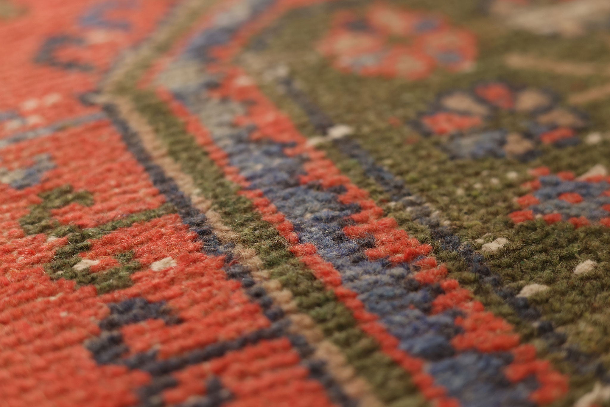 Vintage Konya Turkish Runner Rug 2x8 ft — Red & Green Floral