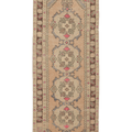 Vintage Niğde Turkish Runner Rug 3x9 ft — Beige & Brown Geometric (No. 23904)