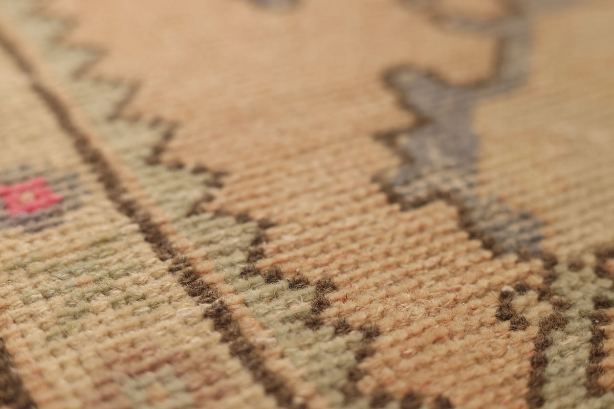 Vintage Niğde Turkish Runner Rug 3x9 ft — Beige & Brown Geometric (No. 23904)
