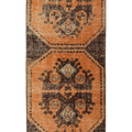 Vintage Malatya Turkish Runner Rug 2x5 ft — Orange & Brown Geometric