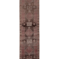 Vintage Malatya Turkish Runner Rug 2x12 ft — Brown & Pink Geometric