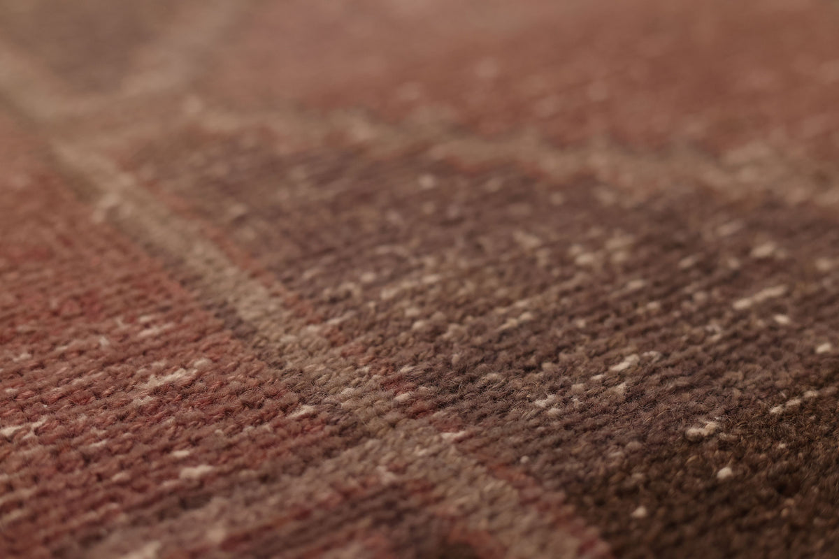 Vintage Malatya Turkish Runner Rug 2x12 ft — Brown & Pink Geometric