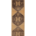 Vintage Malatya Turkish Runner Rug 2x11 ft — Beige & Brown Geometric